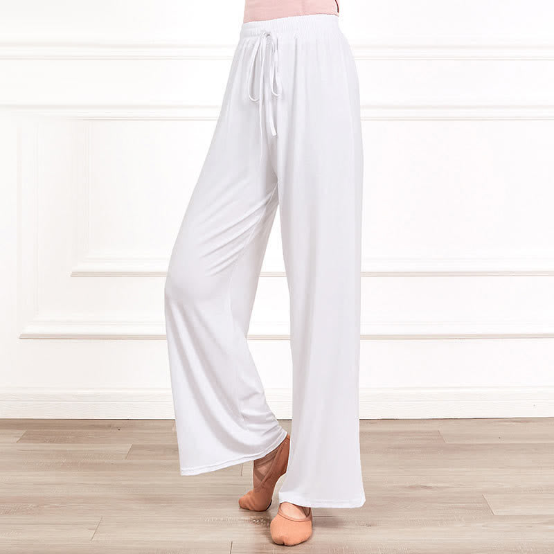 Elegant High Waist Lace Up Flowy Wide Leg Casual Pants