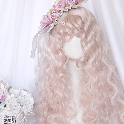 Sweet Long Curly Wig With Curly Bangs