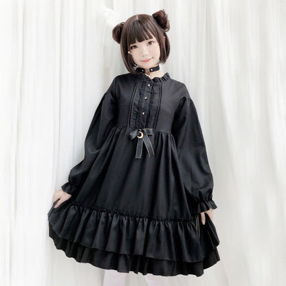 Black Gothic Darkness Star Button Front Dress