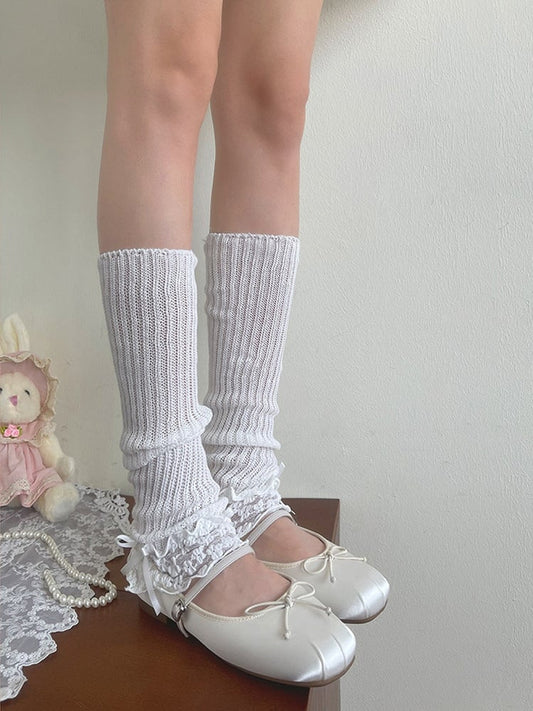 Lolita Trims Leg Ruffle Lace Warmers White