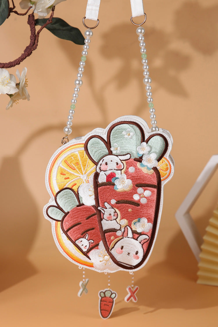 Multi-Color Bunny Carrot Lemon Crossbody Bag