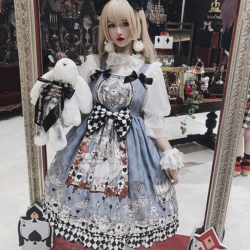 Princess Print Bow Lolita Suspender Dress W727