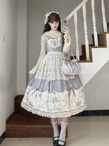 Skirt Titmouse Lolita and Gray Jumper Print Floral