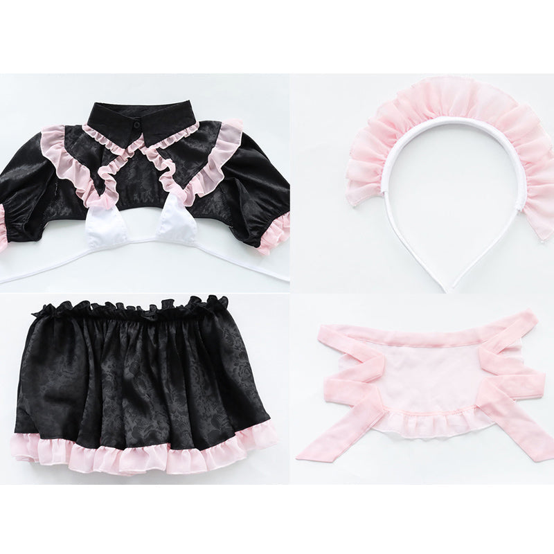 Cute Pink Lace Maid Lingerie Set