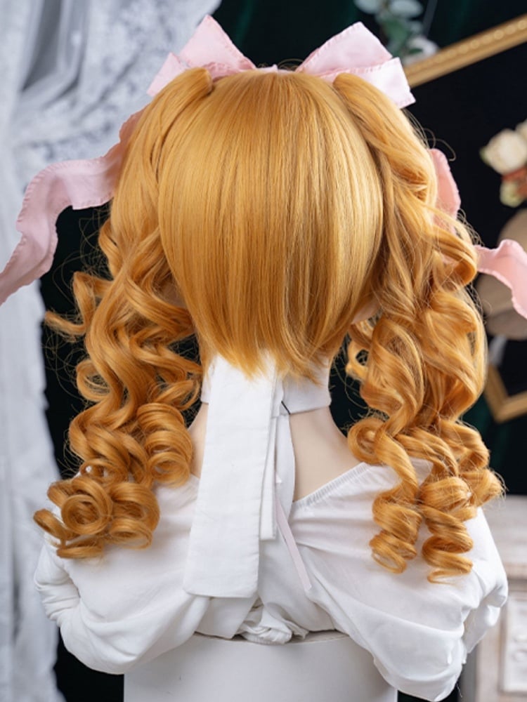 30CM With Length Yellow Clips Ponytail Synthetic Wig Double Claw