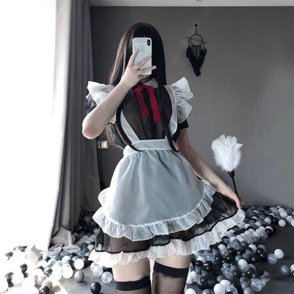 Kawaii Sexy Maid Apron Stockings Lingerie Dress