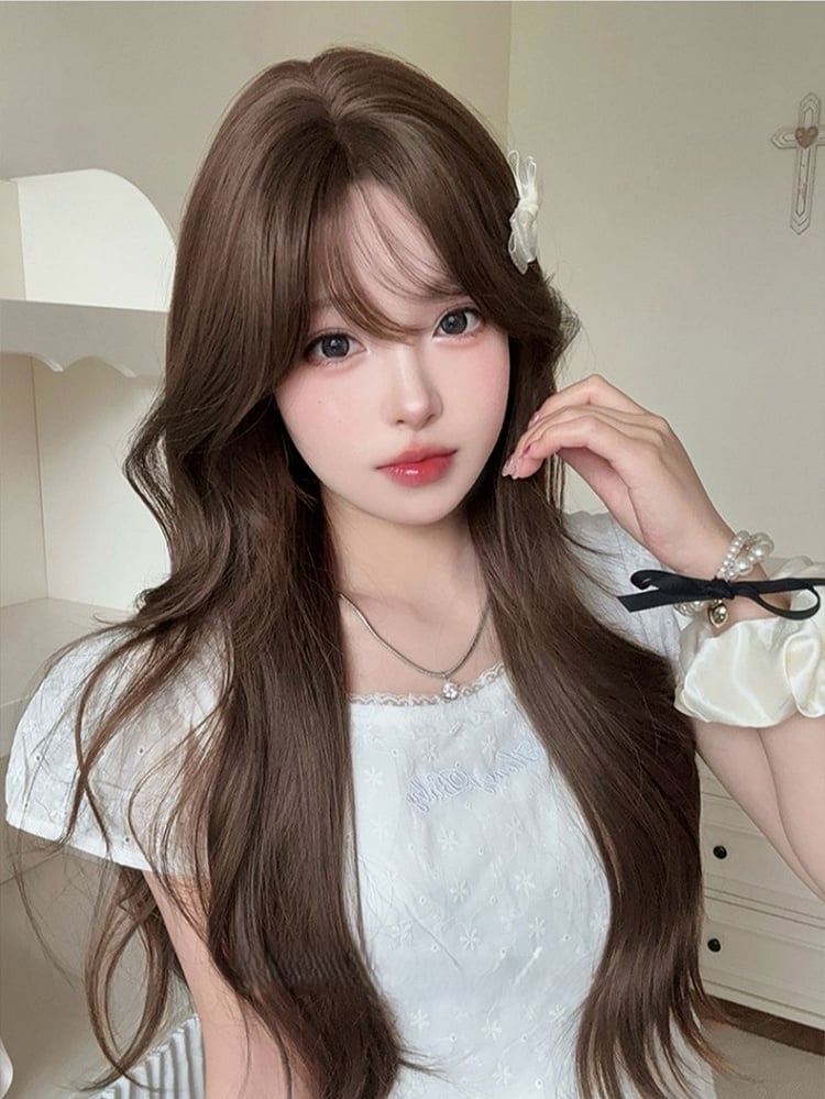 Length Brown 71CM Air Wig Wavy With Bangs