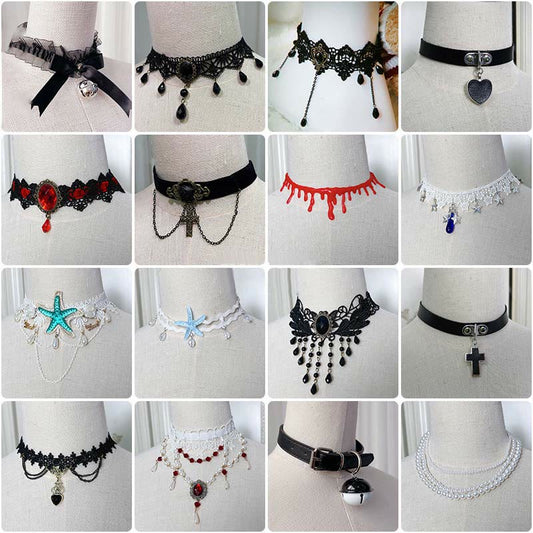 Gothic Punk Retro Lace Crystal Lolita Chocker