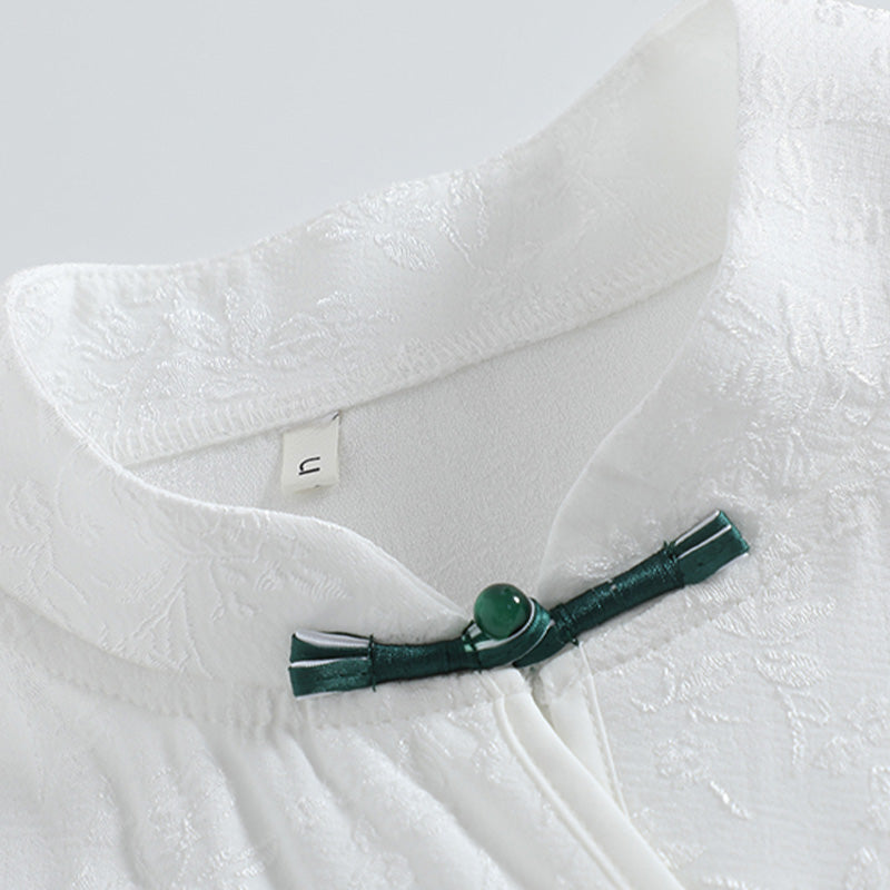 Vintage Tassel Shirt Embroideried Pleated Skirt