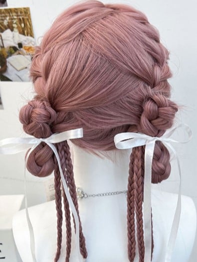 Braided Synthetic Wig Pink