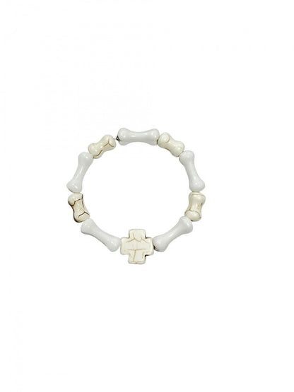 Halloween White Punk Cross Bones Bracelet