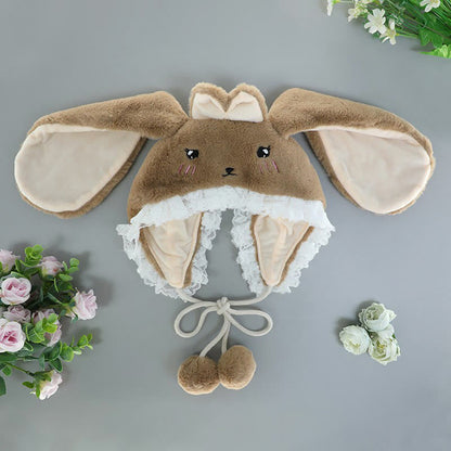 Cartoon Bunny Bear Ears Lace Lolita Plush Hat