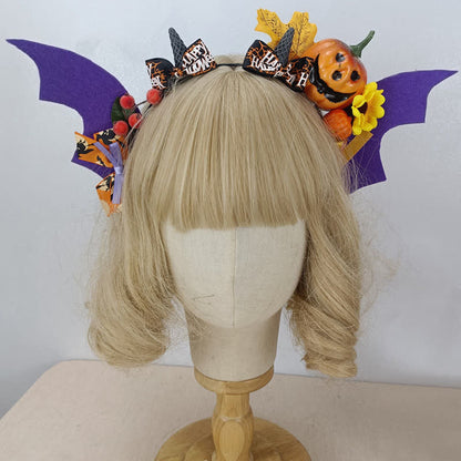 Pumpkin Bat Wings Headband Halloween Hair Accessory