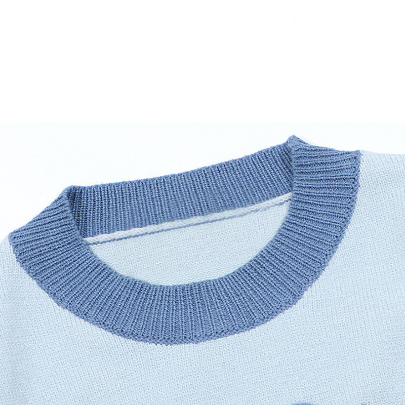 Blue Rabbit Pattern Knit T-Shirt Cargo Pants