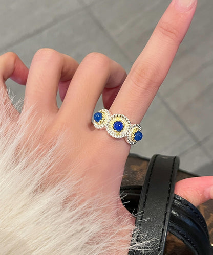 Rings Zircon Little Chalcedony Blue Art Daisy Alloy