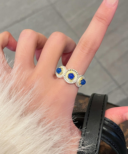 Rings Zircon Little Chalcedony Blue Art Daisy Alloy