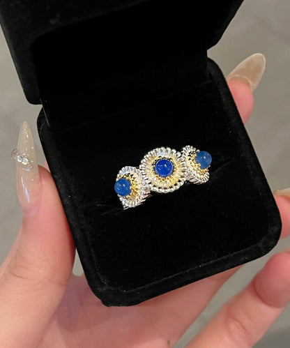 Rings Zircon Little Chalcedony Blue Art Daisy Alloy