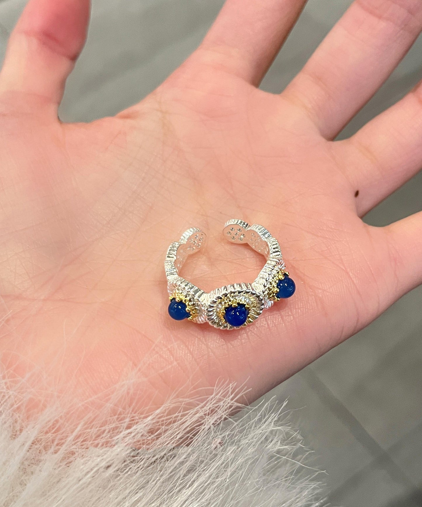 Rings Zircon Little Chalcedony Blue Art Daisy Alloy