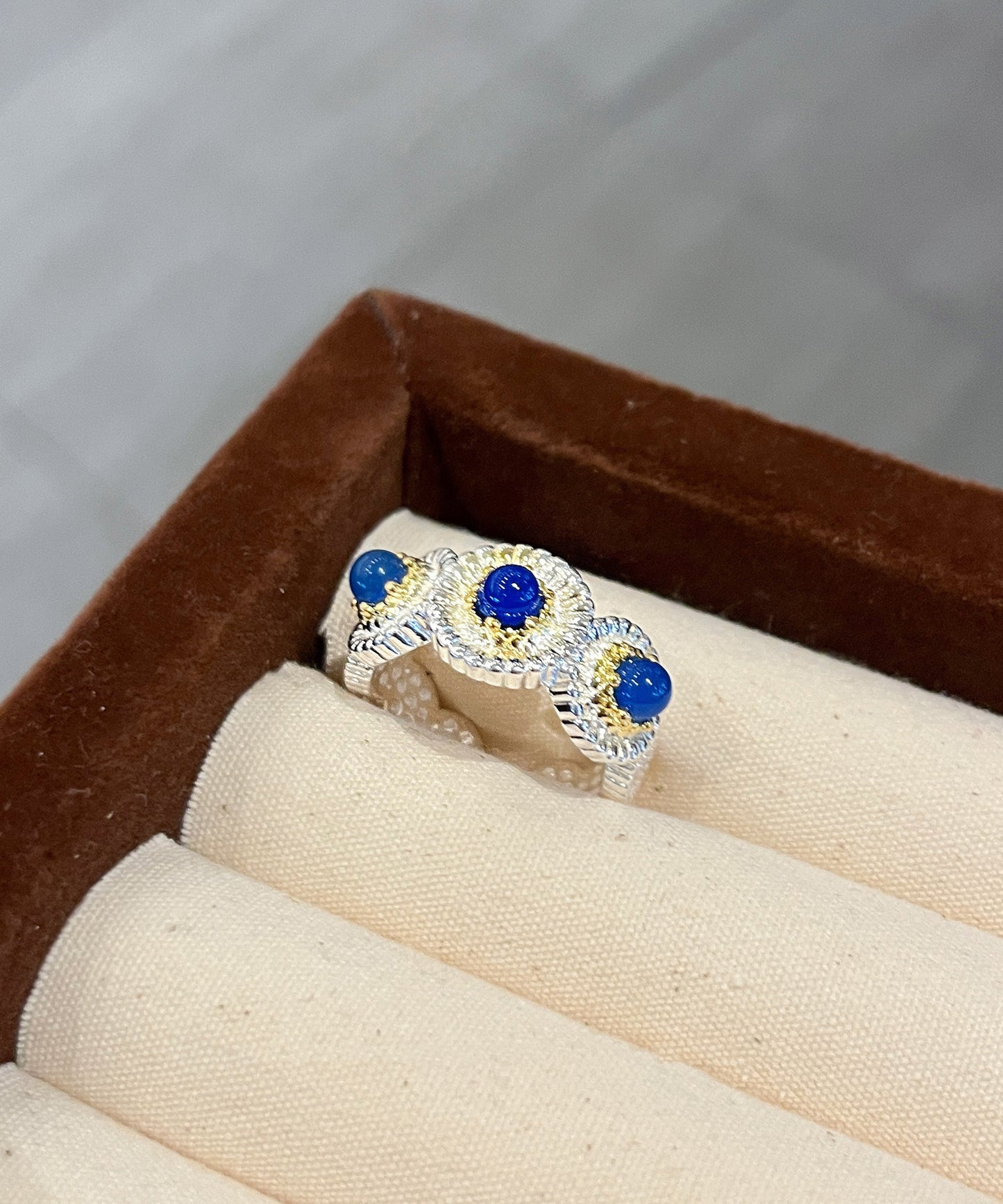 Rings Zircon Little Chalcedony Blue Art Daisy Alloy