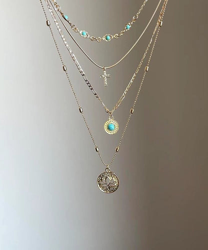 Pendant Hollow Sterling Tassel Overgild Necklace Turquoise Art Layered Out Silver Gold