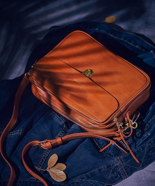 Orange Bag Leather Cross-body Durable Art Versatile