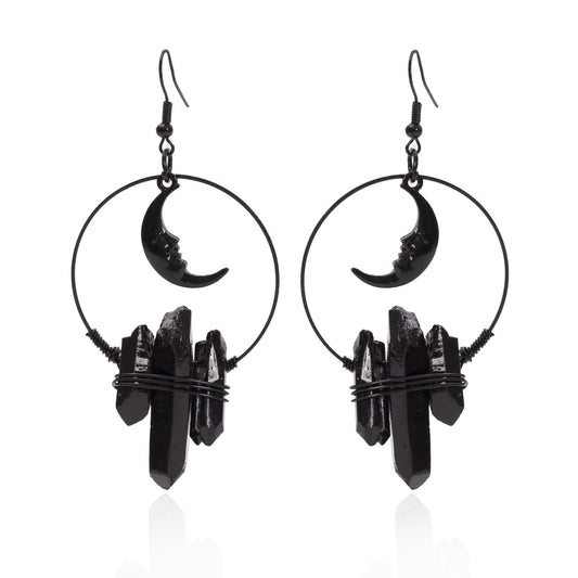 Black Moon Crystal Earrings