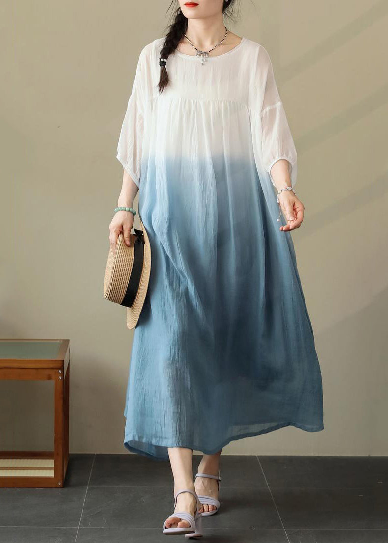 Dresses Wrinkled Blue O Cotton Neck Summer
