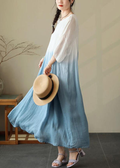 Dresses Wrinkled Blue O Cotton Neck Summer