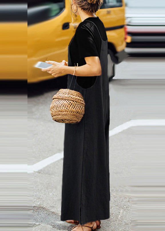 Neck Boho Sleeveless Solid Slash Green Jumpsuit Army