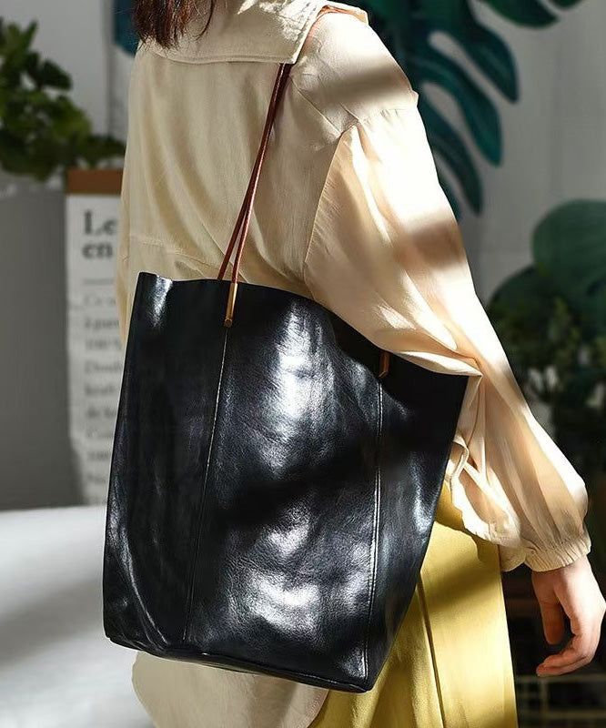 Green Bag Boho Leather Bucket Large Capacity