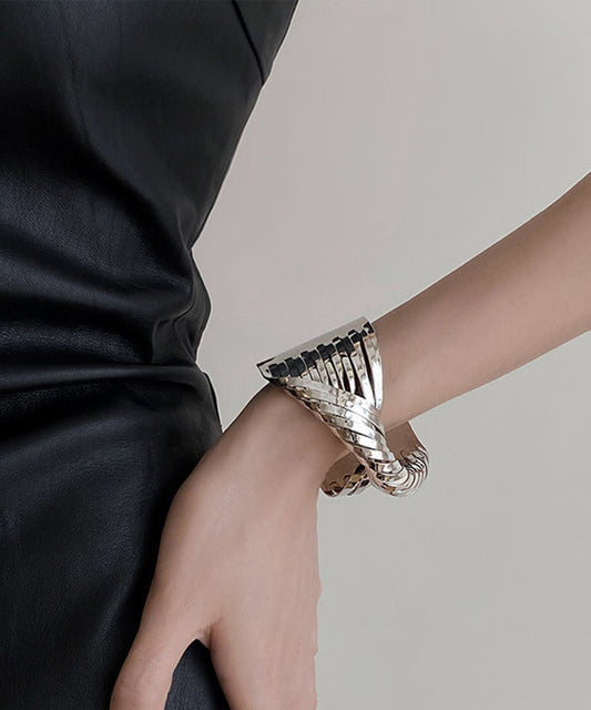 Open Metal Silk Boho Cross Cuff