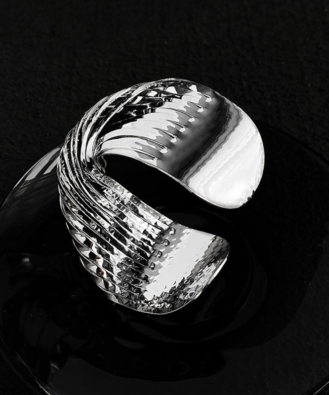 Open Metal Silk Boho Cross Cuff