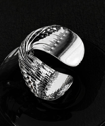 Open Metal Silk Boho Cross Cuff