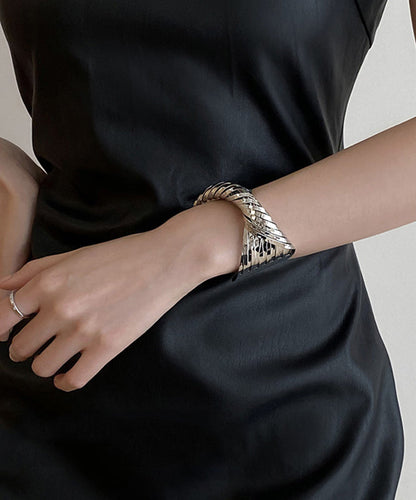 Open Metal Silk Boho Cross Cuff