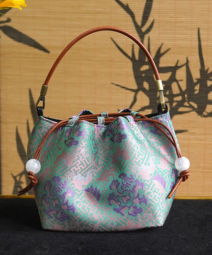 Print Silk Drawstring Bucket Boho Versatile Bag