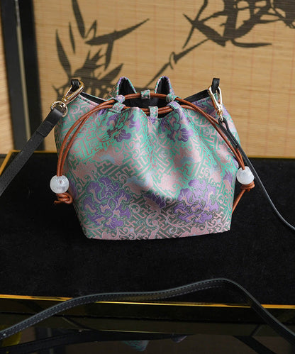 Print Silk Drawstring Bucket Boho Versatile Bag