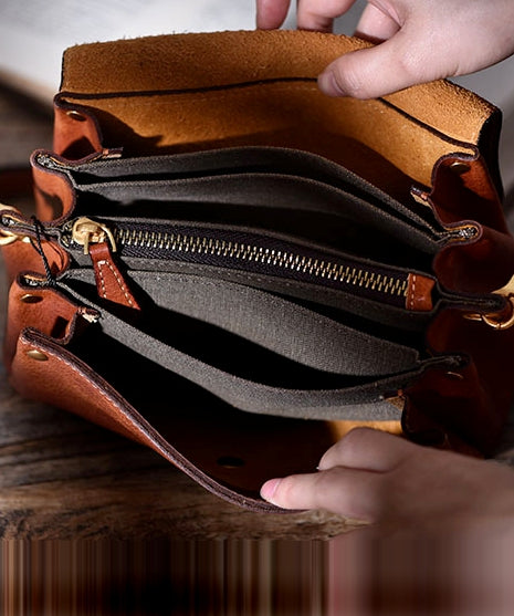 Solid Durable Bag Cross-body Botique Leather Khaki