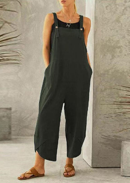 Dark Patchwork Jumpsuit Summer Grey Slash Boutique Neck
