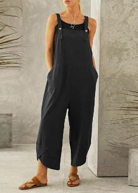 Dark Patchwork Jumpsuit Summer Grey Slash Boutique Neck