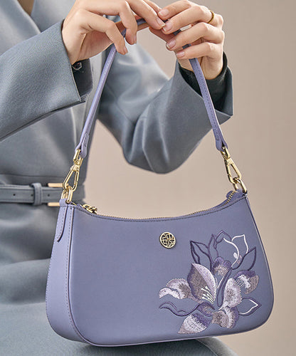 Leather Bag Boutique CrossBody Embroideried Calf Purple