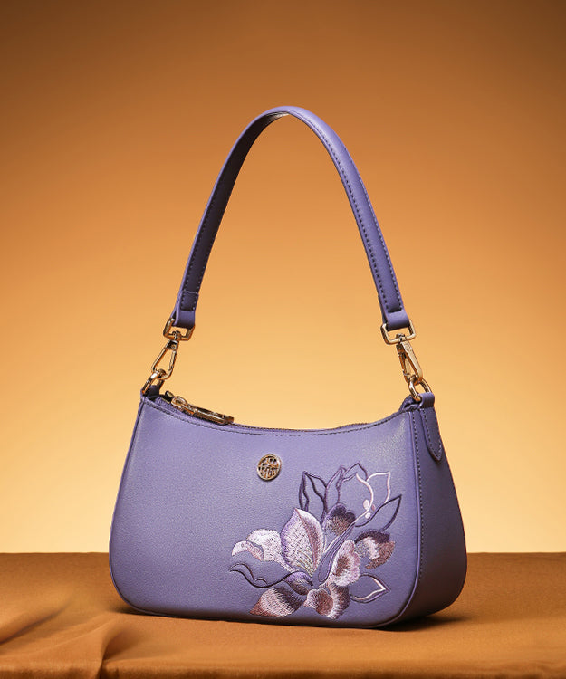 Leather Bag Boutique CrossBody Embroideried Calf Purple