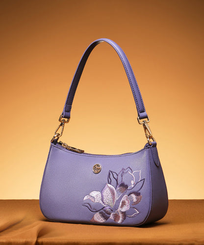 Leather Bag Boutique CrossBody Embroideried Calf Purple