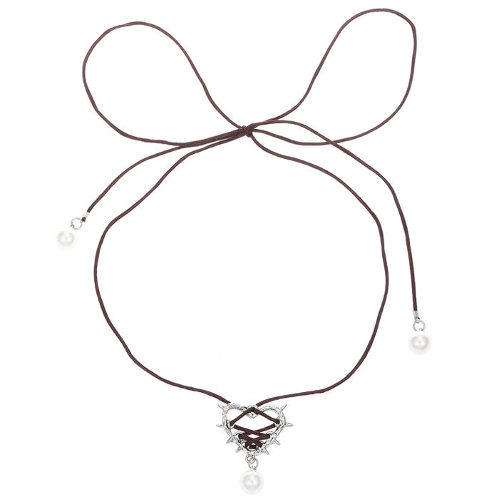 Bow Lace Up Heart Necklace