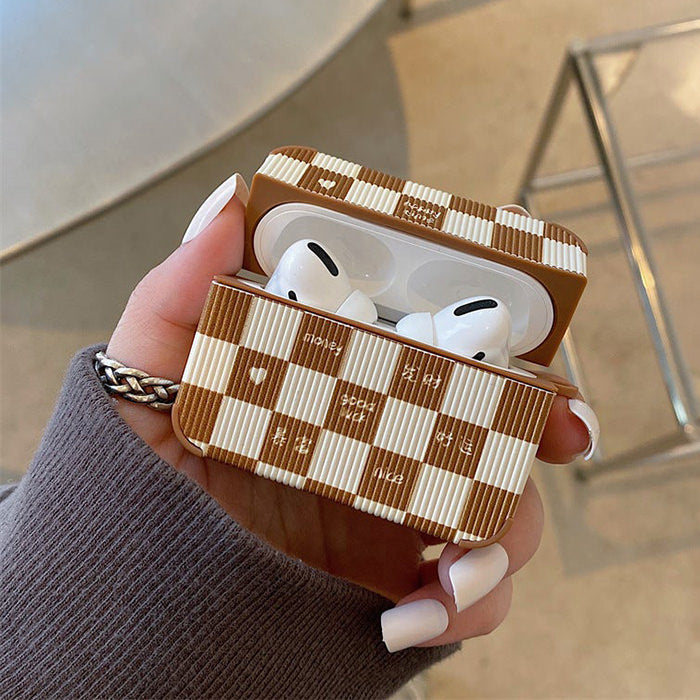 Brown Chessboard Airpods Case