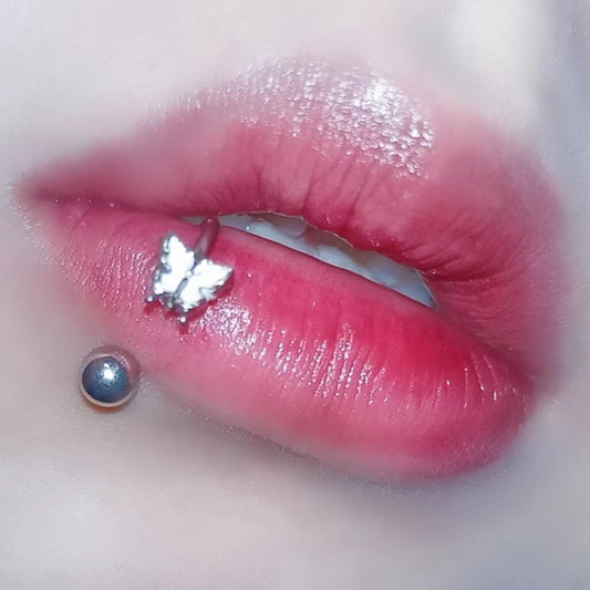 Titanium Steel Colorful Enamel Butterfly Piercing Lip Ring