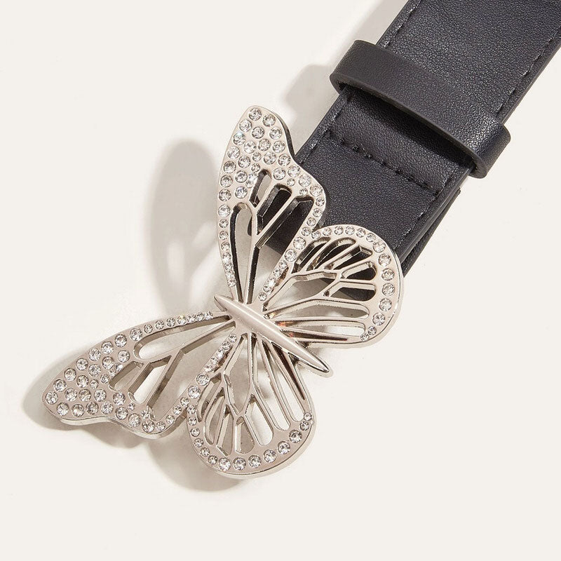 Butterfly Rhinestone Buckle Belt