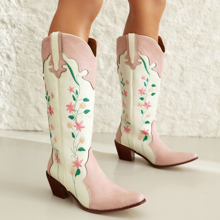 Pink Floral Cowboy Boots