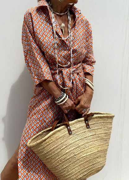 Patchwork Dress Side Sleeve Bracelet Open Shirts Casual Blue Long Striped