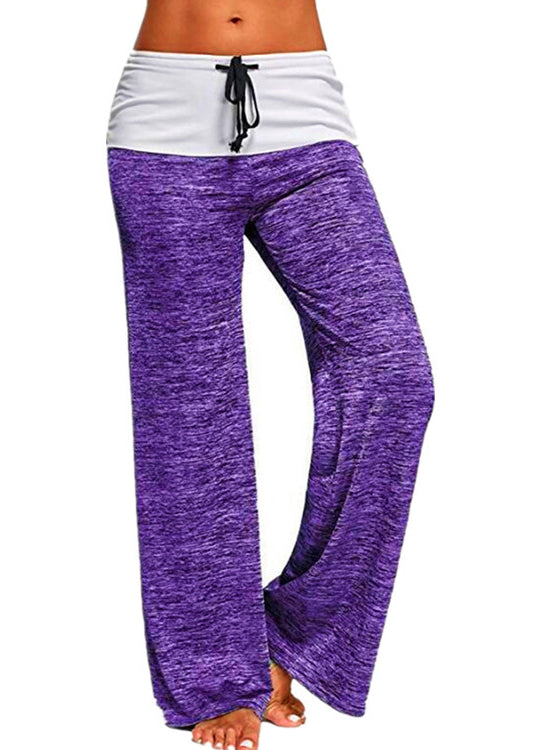 Summer Casual Patchwork Pants Grey Drawstring Cotton