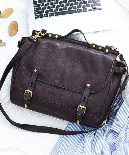 Capacity Large Casual Messenger CrossBody Leather Khaki Bag